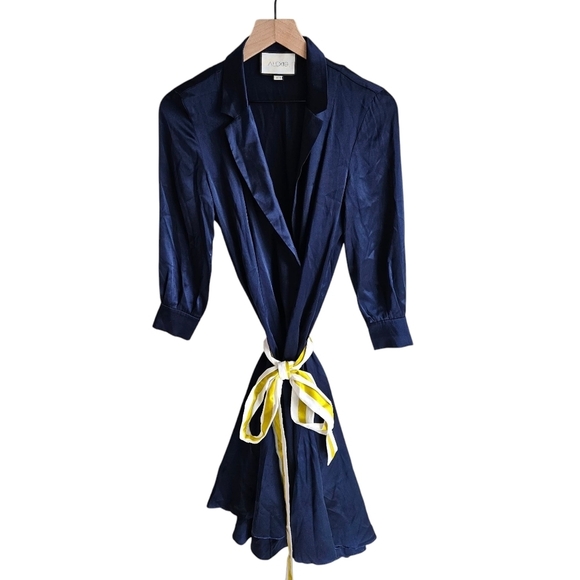 Alexis Navy Blue Turner Wrap Dress - Picture 2 of 13